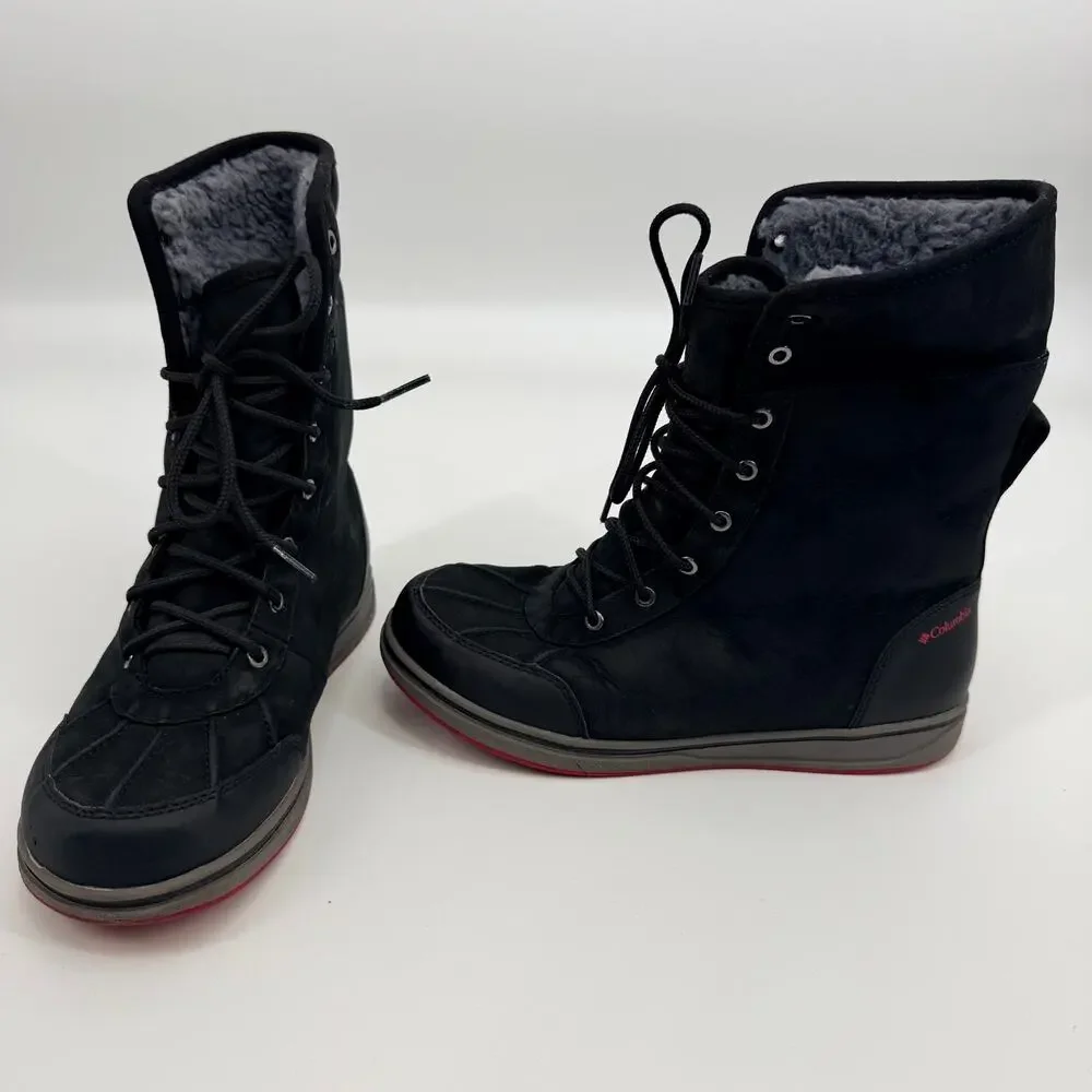 Columbia Omni Tech Heat Snow Winter Waterproof Boots Black Lace Up Insulated 6